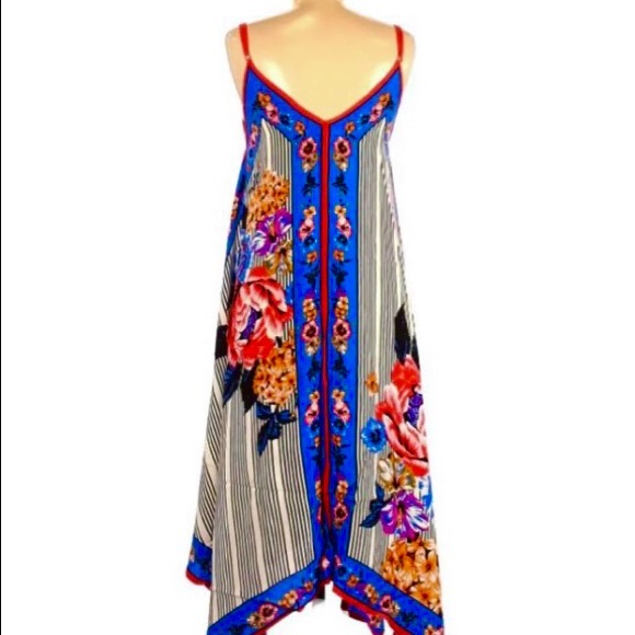 Floral/Striped Print Midi- Dress - Picture 2 of 6